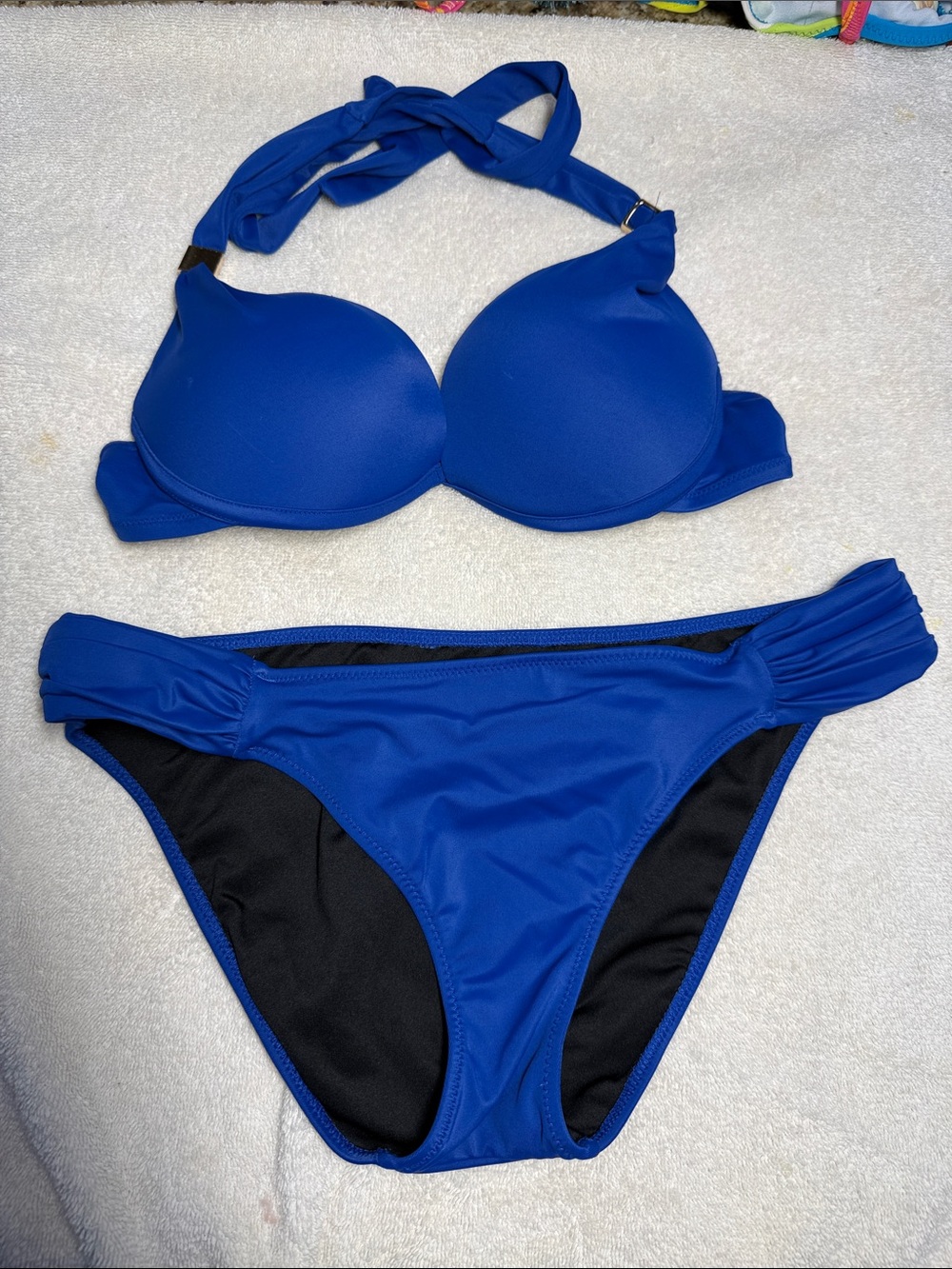 Victoria's Secret Cobalt Blue Padded Halter Bikini Set